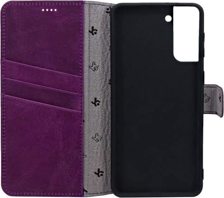 Suncase Book-Style Hülle kompatibel mit Samsung Galaxy S22 Plus 5G Leder Tasche (Slim-Fit) Lederhüll