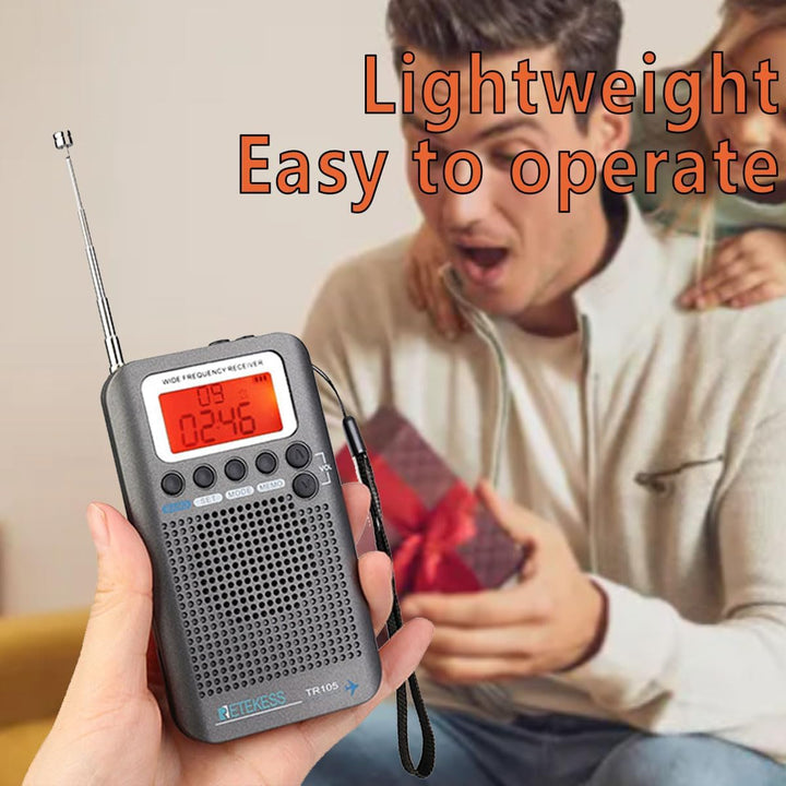 Retekess TR105 Airband Radio,Tragbares Flugzeug-Bandradio,FM AM SW CB AIR VHF Digitales Tuning-Radio
