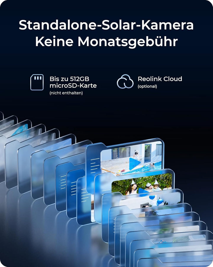 Reolink 4K Überwachungskamera Aussen Solar, 360°/140° Schwenk-/Neige WLAN Kamera Outdoor Akku mit Sp