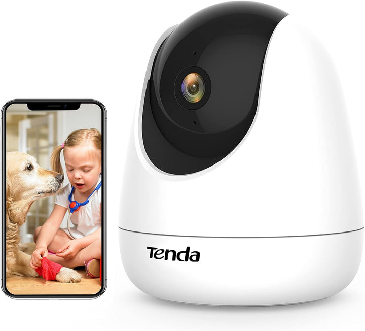 Tenda CP3 Überwachungskamera Innen, 1080p WLAN IP Kamera mit 2-Wege-Audio, 360°/155° drehbar, 12m Na