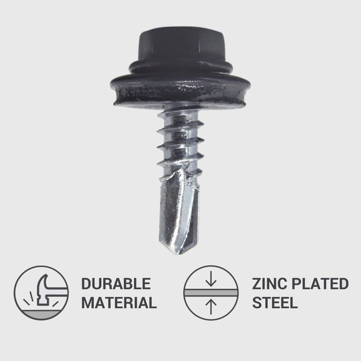Marcopol (300 Stück) Metall-Dachschrauben 4,8 x 19 mm selbstbohrende Schrauben mit EPDM-Unterlegsche