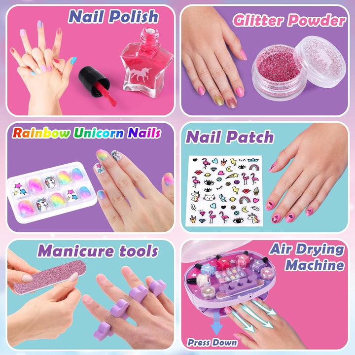 Tacobear Nagelstudio Kinder Mädchen Geschenke 6 7 8 9 10 Jahre Nageltrockner Peel Off Nagellack Pres