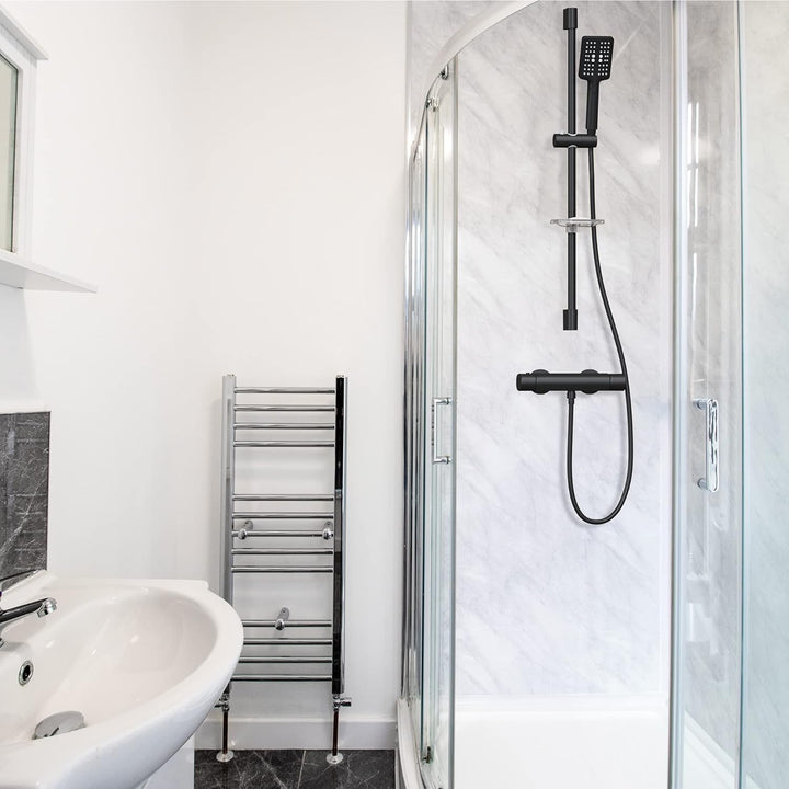 EMKE Duschsystem Duschset, Brausestangenset-Duschstange 85cm+Handbrause mit 150cm Schlauch+Seifenhal