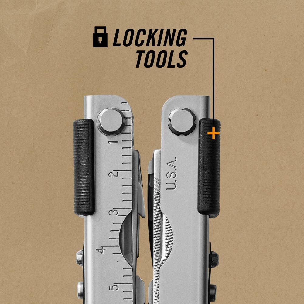 Gerber Multi-Tool mit zwei Messern und Leder-Scheide, MP600 Full-Size, Mit 14 Funktionen, Silber, 75