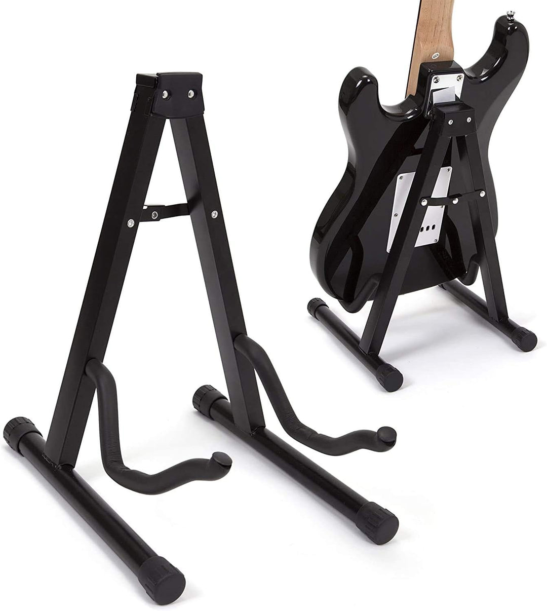 Fender, Gitarre CD-60SCE Schwarz, 0970113006 & Rockjam Universal Tragbarer A-Frame-Gitarrenständer f