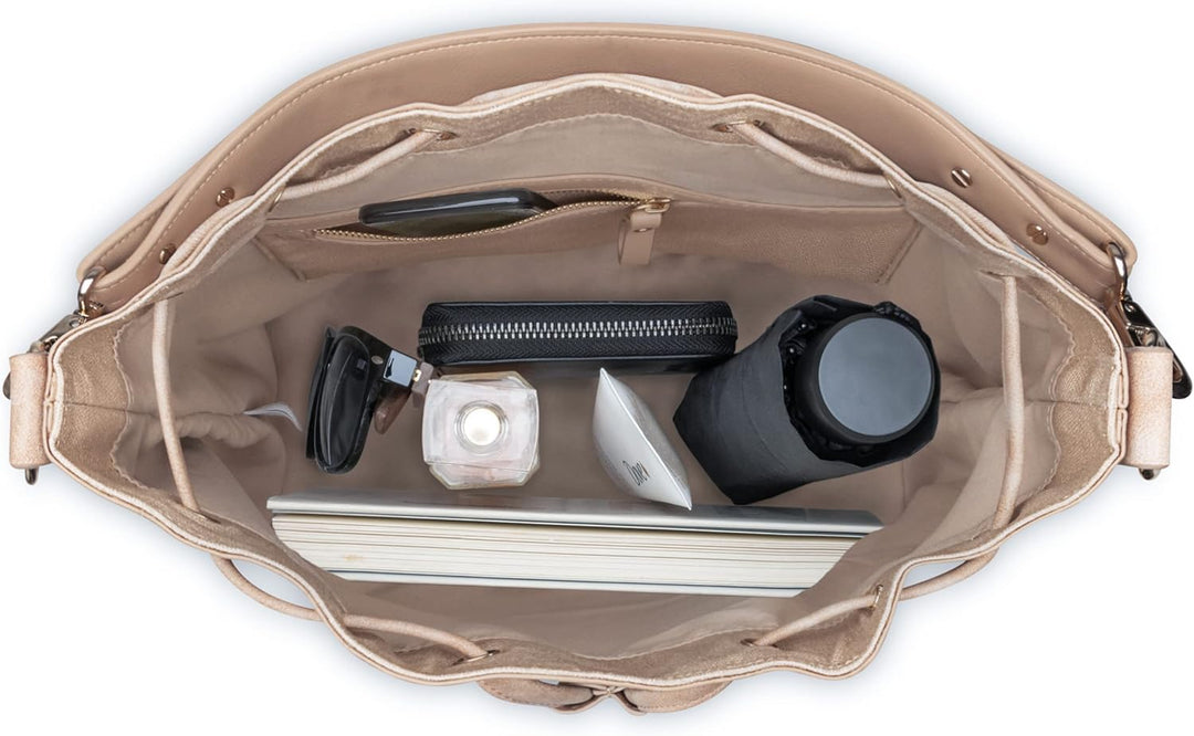 Expatrié Beuteltasche Damen - Sarah Medium - Handtasche aus Veganem PU Leder - Umhängetasche für Cit