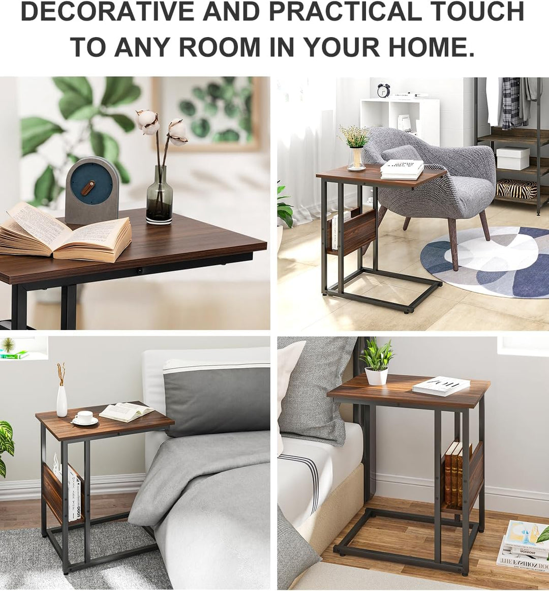 WOLTU Beistelltisch Kaffeetisch Couchtisch Sofatisch Nachttisch Betttisch Laptoptisch, Gestell aus M