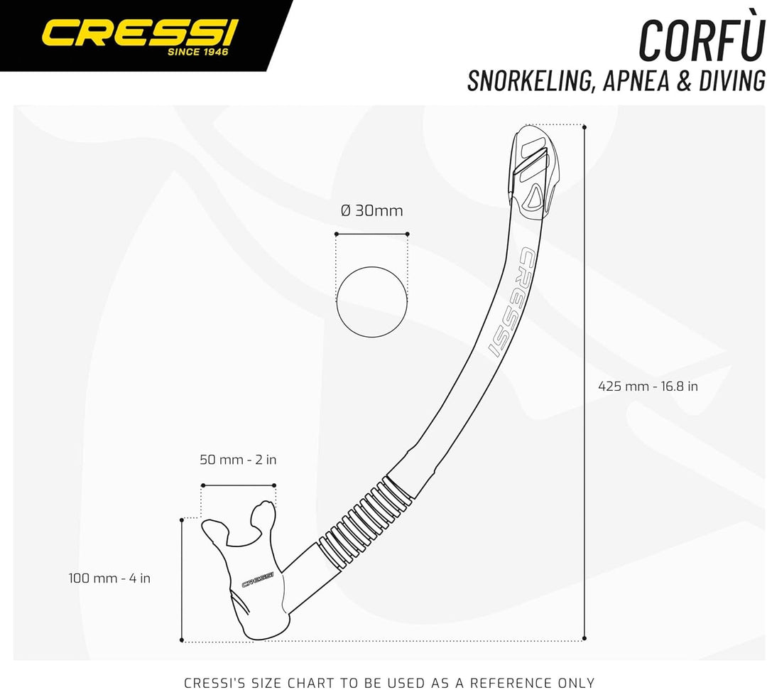 Cressi Unisex-Adult Corfu Snorkel Schnorchel Einheitsgrösse Transparent/Silber/Azurblau, Einheitsgrö