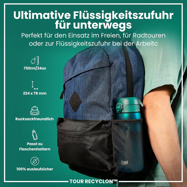 Ion8 Trinkflasche, 750ml, Auslaufsicher, Einhandöffnung, Sichere Verriegelung, Spülmaschinenfest, BP