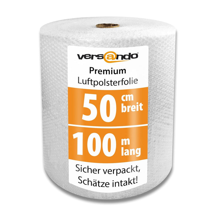versando Premium Luftpolsterfolie 100m x 0,5m Versand, Verpackung, Umzug Noppenfolie Bubble Wrap LPF