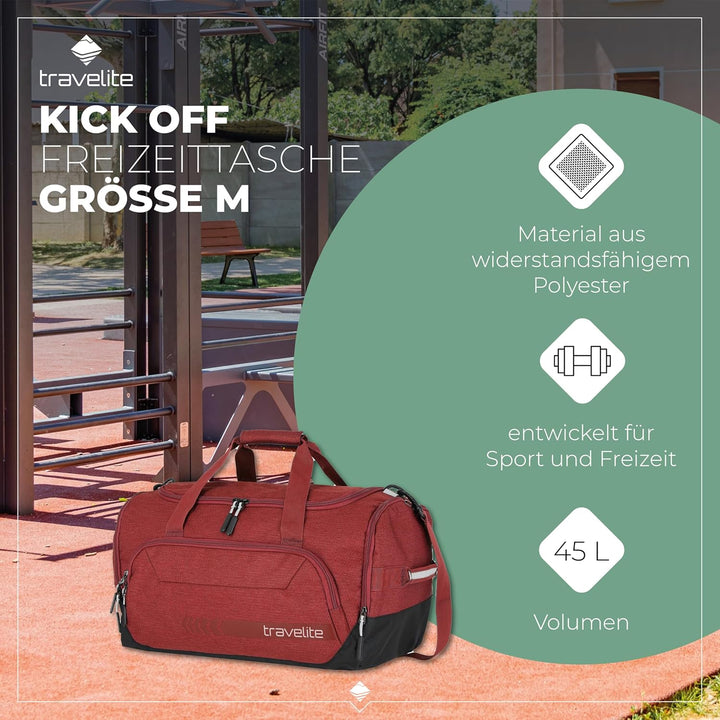 travelite Reisetasche Grösse M, Gepäck Serie KICK OFF: Praktische Reisetasche für Urlaub und Sport,