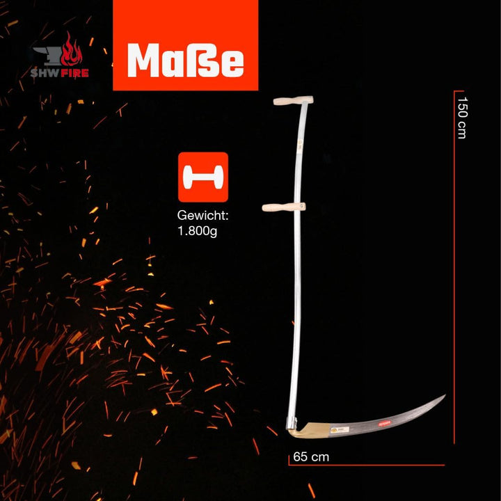 SHW-FIRE Blattsense 65cm mit 150cm Stahlrohrstiel - Ideale Sense