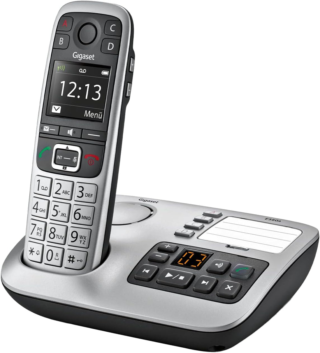 Gigaset E560A - Schnurloses Senioren DECT-Telefon - Mobilteil mit Anrufbeantworter - Farb-Display -