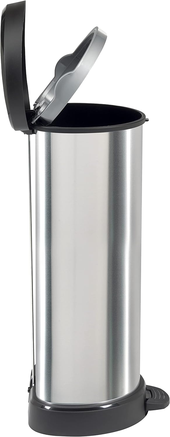 Curver 184106 Treteimer, 40 l, Polypropylen, Metalleffekt, 30 x 34,9 x 69,7 cm