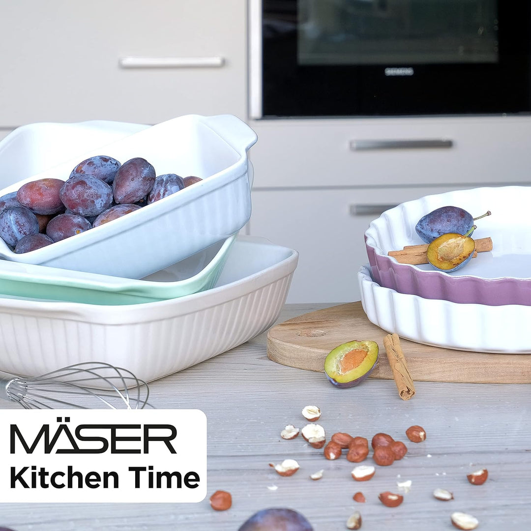 MÄSER 931135 Serie Kitchen Time, Auflaufformen rechteckig im 2er Set, eckige Ofenformen, ideal auch