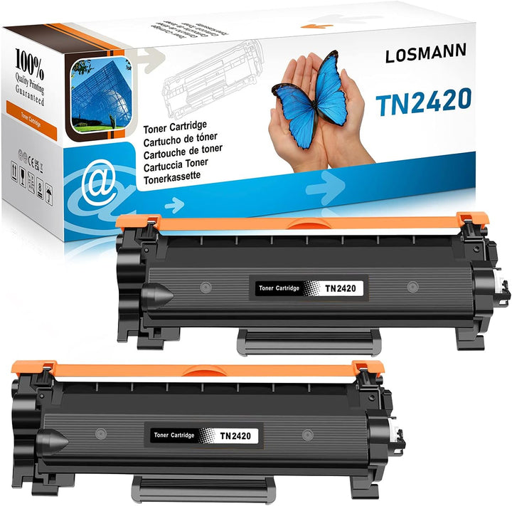 LOSMANN 2X Toner Kompatibel MIT CHIP für Brother TN-2420 TN-2410 TN2420 für Brother HL-L2350DW HL-L2
