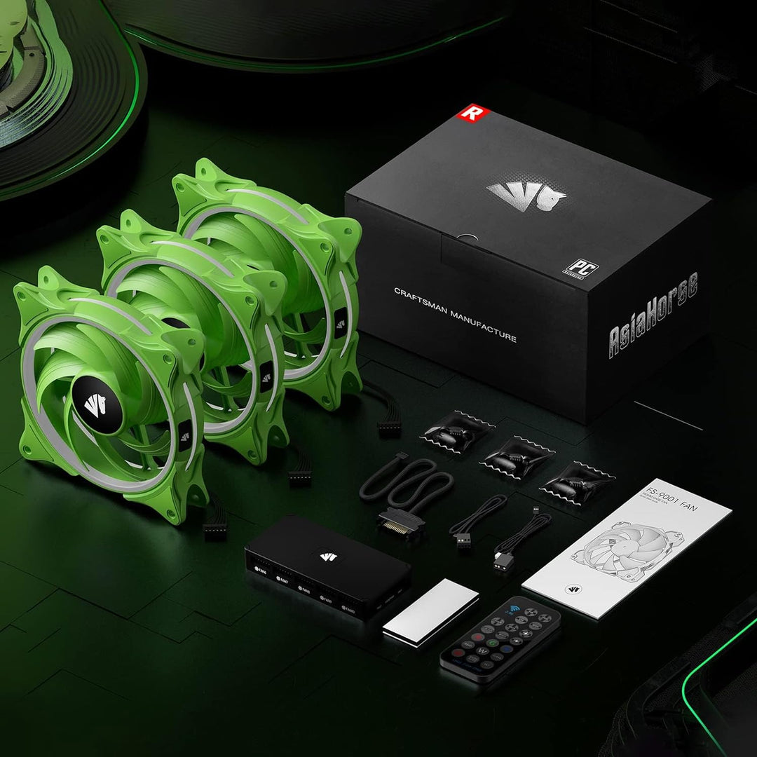 Asiahorse FS-9001 PWM RGB Gehäuselüfter, 120MM PC Lüfter, Leiser Computerlüfter für PC-Gehäuse und C