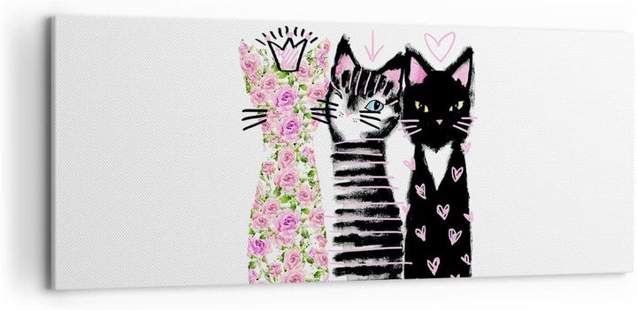 Wandbilder Dekoration Wohnzimmer Katzen Blumen Tiere Panorama Bilder auf Leinwand 120x50cm Leinwandb