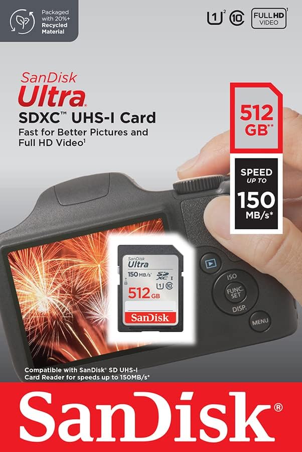 SanDisk Ultra SDXC UHS-I Speicherkarte 512 GB (Für Kompaktkameras der Einstiegs- und Mittelklasse, F