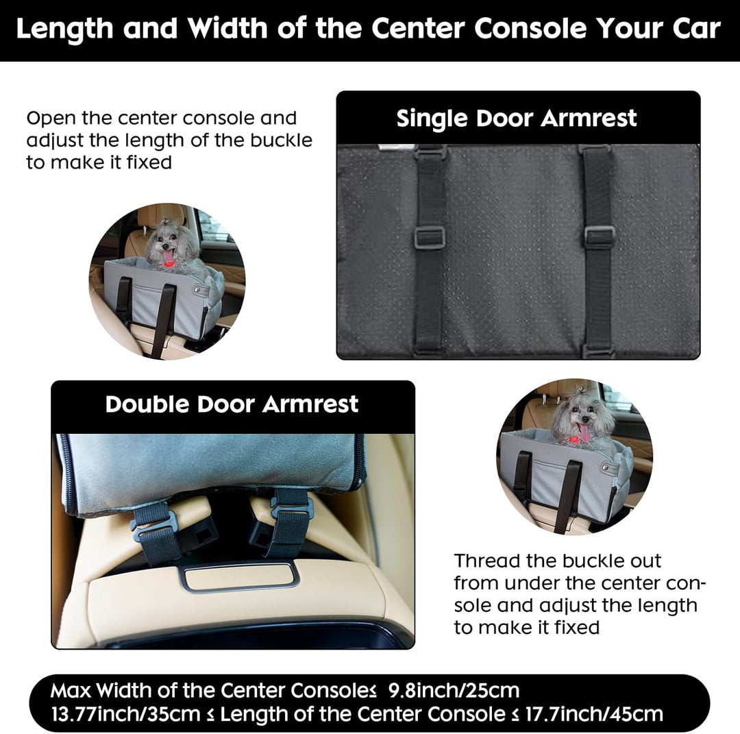 Arkyomi Hunde autositz,Mittelkonsole für Hunde Katzen,kleine Stabiler hundeautositz mit Gurt,Abnehmb
