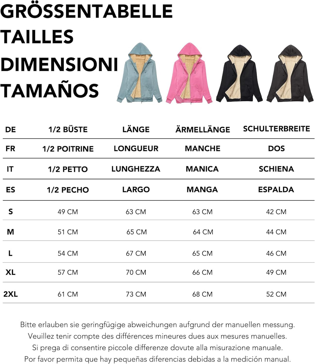 LLdress Sweatjacke Damen Fleecejacke mit Kapuze Hoodie für Frau Basic Kapuzenjacke mit Reissverschlu