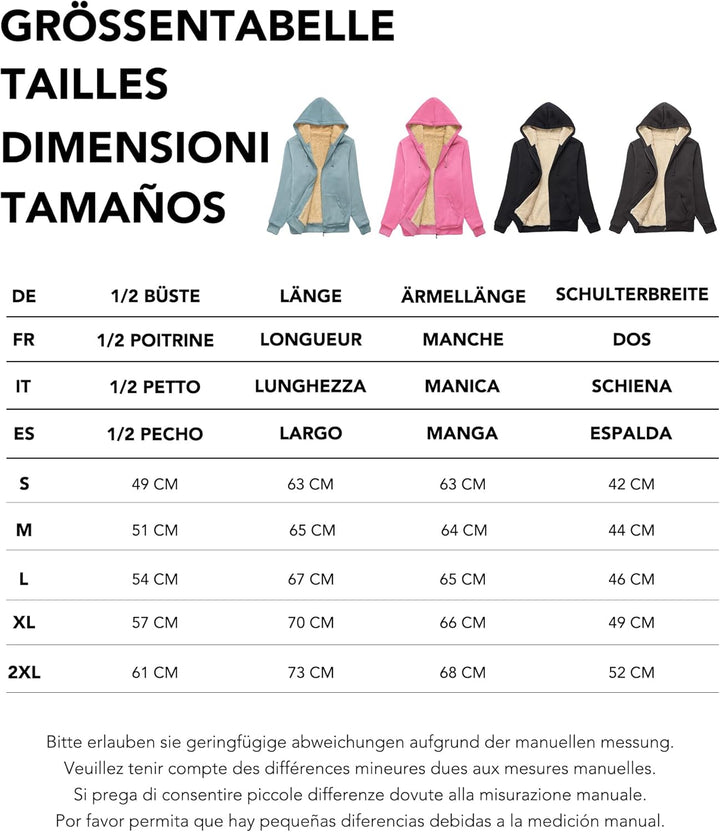 LLdress Sweatjacke Damen Fleecejacke mit Kapuze Hoodie für Frau Basic Kapuzenjacke mit Reissverschlu