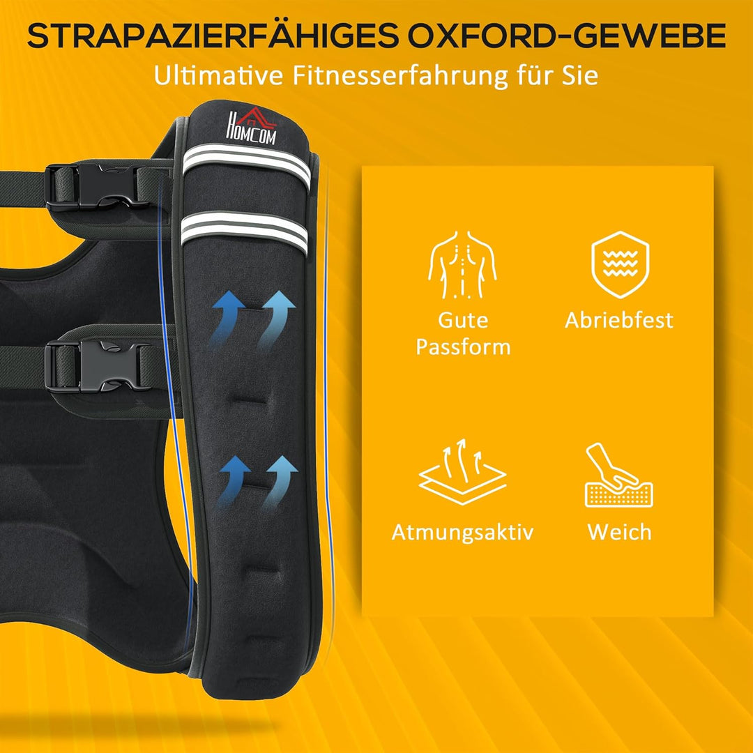 HOMCOM Gewichtsweste Weight Vest verstellbar für Gewicht Tranning Krafttrainning Mann/Frau Oxford-Ge