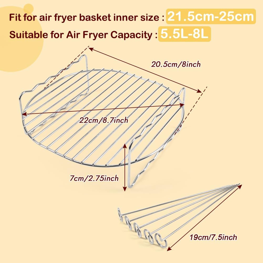 BYKITCHEN Airfryer xxl Zubehör für Philips 6,2L / COSORI 5,5L, Heissluftfritteuse Zubehör Passt für