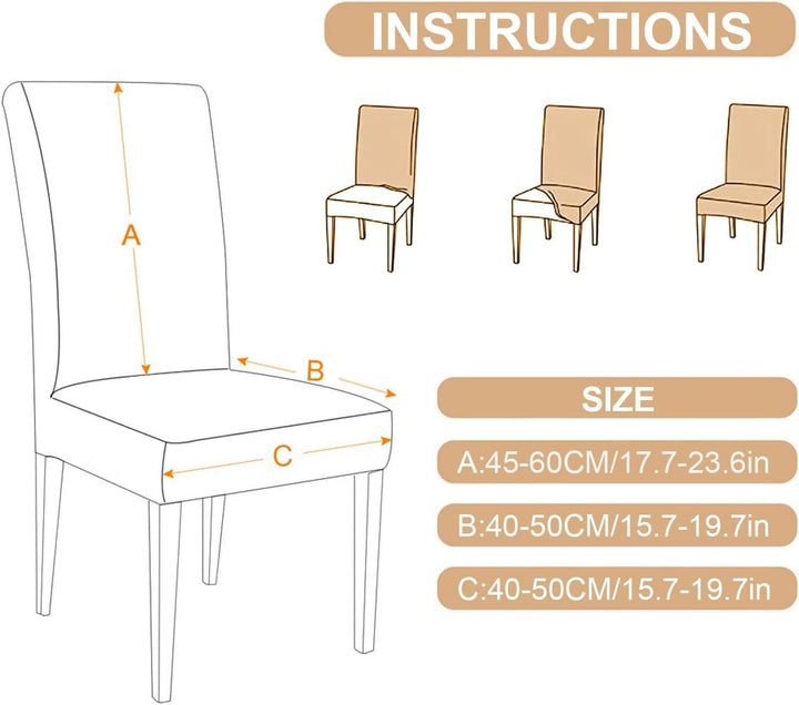 Jaotto Stuhlhussen 6er Set Stretch, XL Stuhlhussen Abwaschbar Waschbarer Elastische, Stretch Stuhlsc