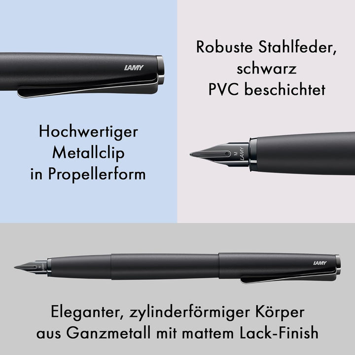 LAMY studio Füllhalter 066 - Füller aus rostfreiem Edelstahl, in schwarzem Softlack-Finish mit einem