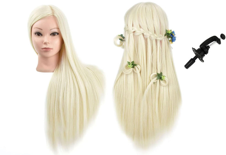 Trainingskopf, 71 cm, mit 100 % Kunsthaar, Mannequin-Kopf für Kosmetologie, mit Tischklemme 613, 613