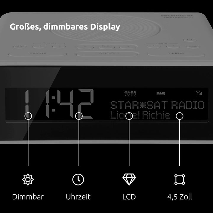 TechniSat DIGITRADIO 51 DAB+ Radiowecker (DAB, UKW, Uhrenradio, Wecker mit zwei einstellbaren Weckze