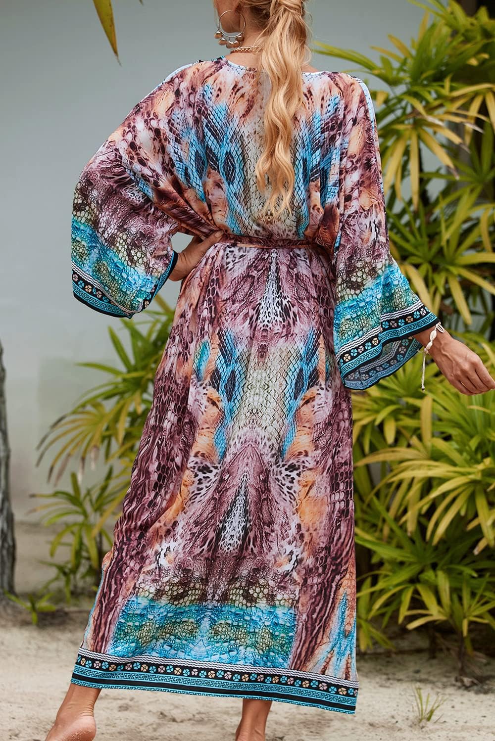YouKD Damen Bohemian Cardigan Maxikleid Strand Vertuschung Robe Lange Kimono Robs One Size Einheitsg