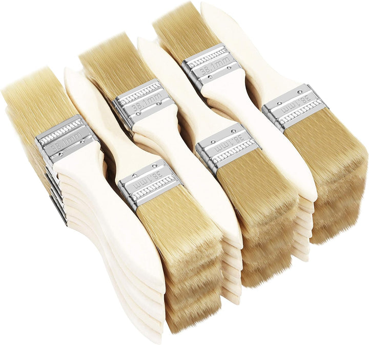 Kurtzy Pinselset (48 STK) – 3,81 cm Profi Malerpinsel mit Holzgriff, Pinsel Set für Farben, Lack, Be