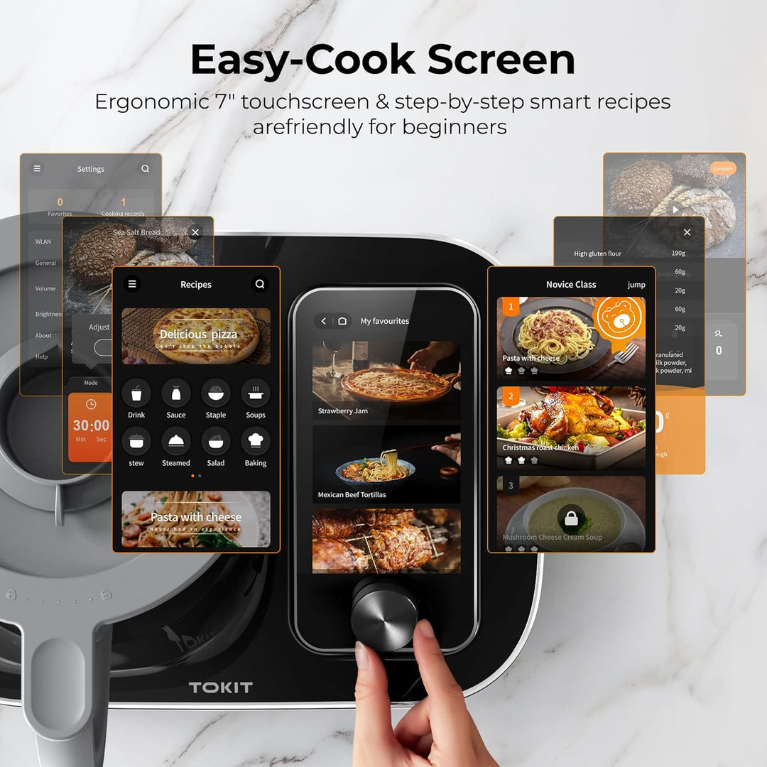 TOKIT Omni Cook Roboter All-in-1 Küchenmaschinen mit 21 Kochfunktionen Eingebauter 7'' Touchscreen G