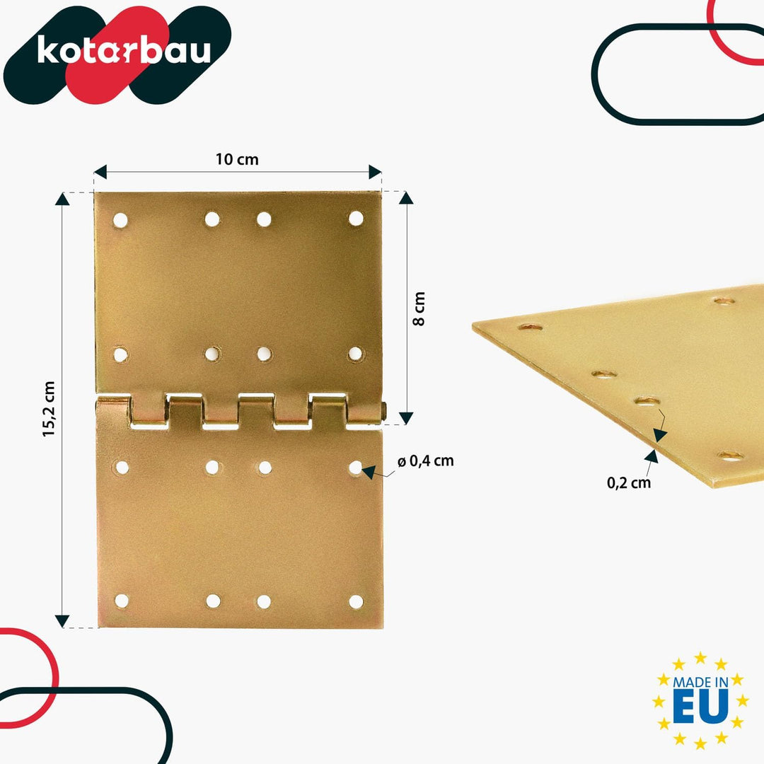 KOTARBAU® 10 Stück Türscharniere 100 mm x 150 mm Gerollt Verzinkt Gelb Kantige Scharniere Möbelband