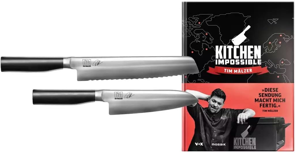 Kai Kamagata Monster-Set Tim Mälzer Brotmesser + Santoku + signiertes Kochbuch Edelstahl/Kunststoff,