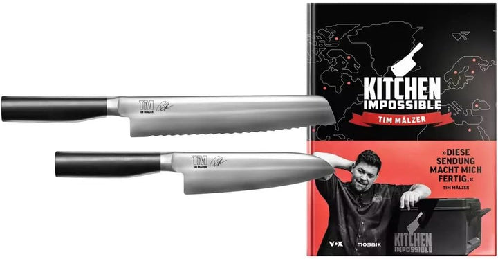 Kai Kamagata Monster-Set Tim Mälzer Brotmesser + Santoku + signiertes Kochbuch Edelstahl/Kunststoff,