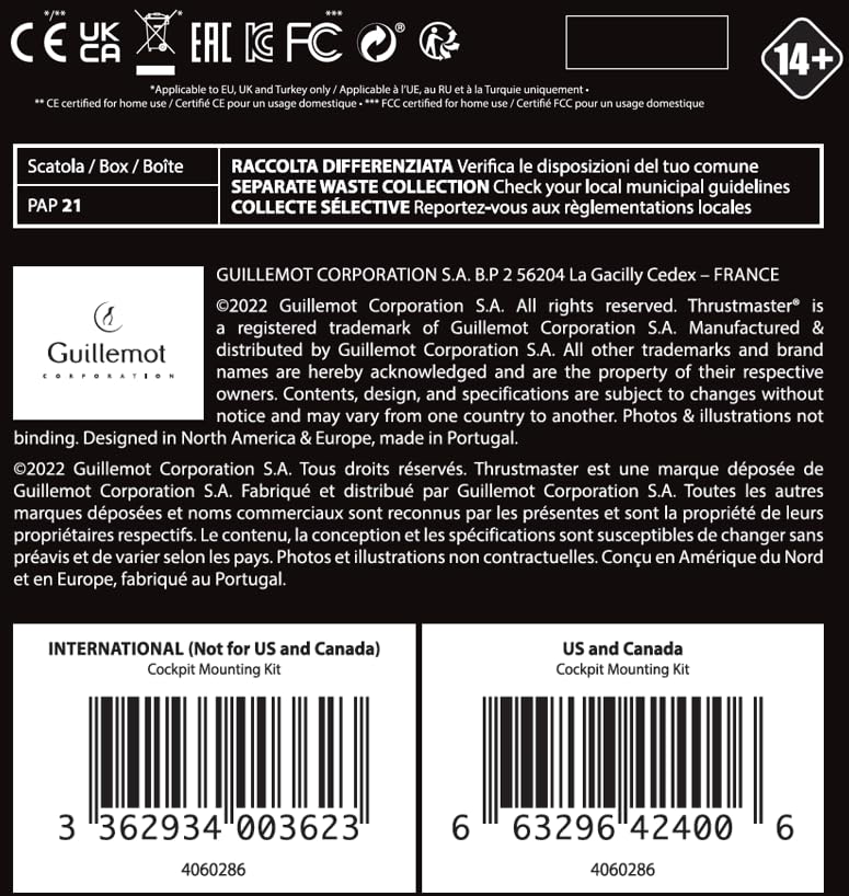 Thrustmaster T-LCM Cockpit Adaptor - 100% Metall - einfache Installation für T-LCM Pedale Pedalset i