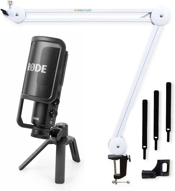 Rode NT-USB+ USB-Kondensatormikrofon + keepdrum MS138 Gelenkarm Weiss