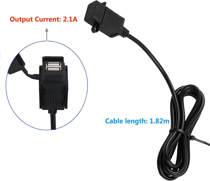 eSynic Motorrad USB Ladegerät Doppelt Steckdose 2.1A/ 1.0A Universal USB Stromversorgung Port fit 12