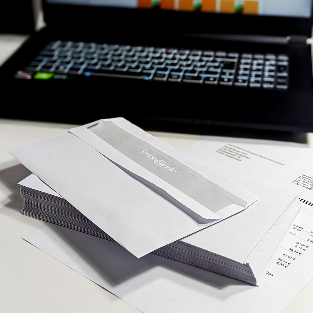 versando 1.000 Briefumschläge DIN lang mit Fenster mF selbstklebend sk Fensterbriefumschläge 22 x 11