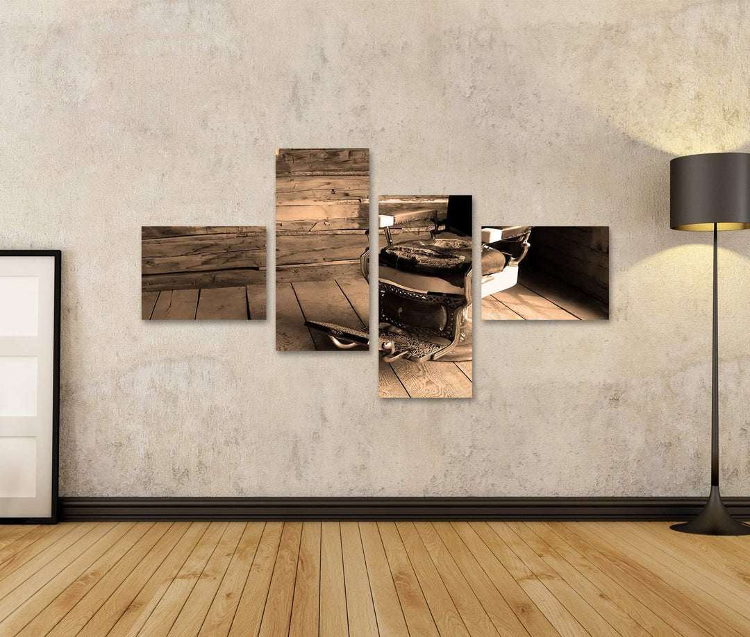 islandburner Bild auf Leinwand EIN Alter Western Frisörsessel Bilder Wandbilder Poster Leinwand 150x