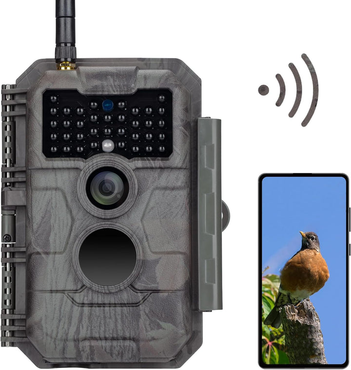 GardePro E6 Wildkamera WLAN Antenne 24MP 1296P mit Bewegungsmelder Nachtsicht No Glow Infrarot 940nm