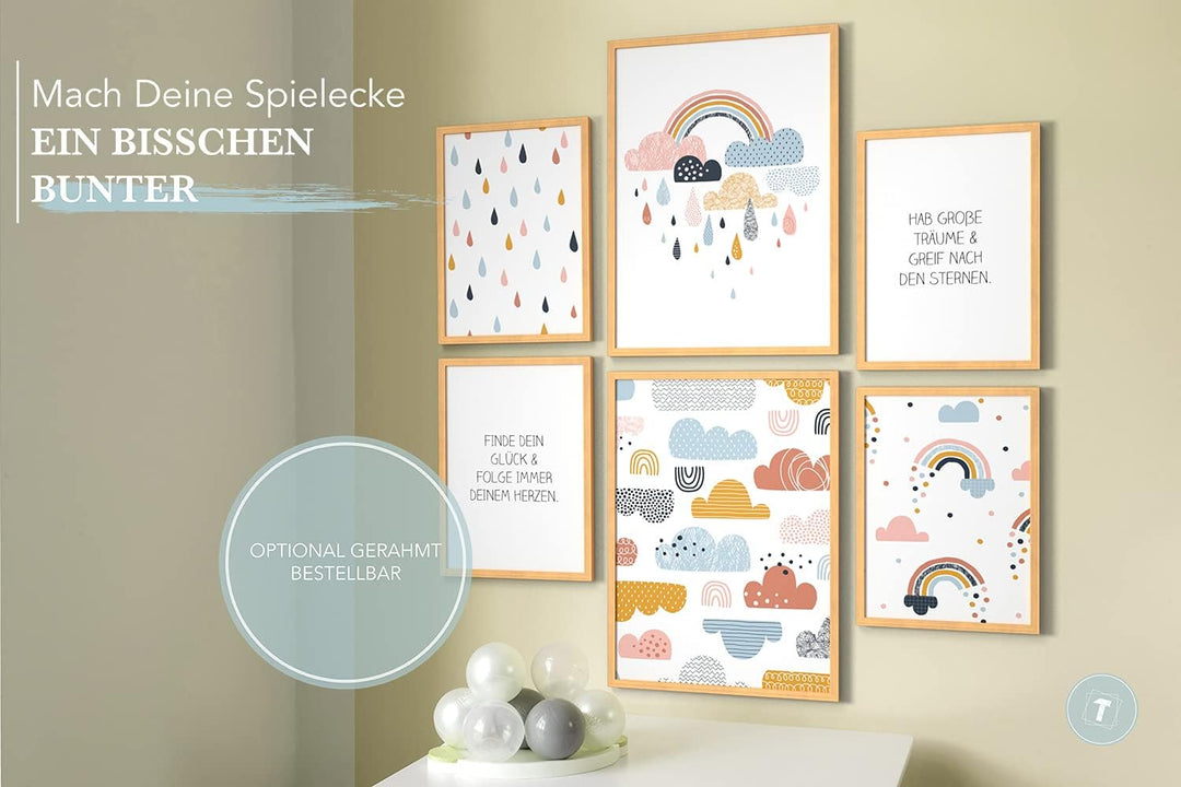 Papierschmiede® Bilder Kinderzimmer Kids Mood Poster Set Wolkentraum, Kinderzimmer Bilder Babyzimmer