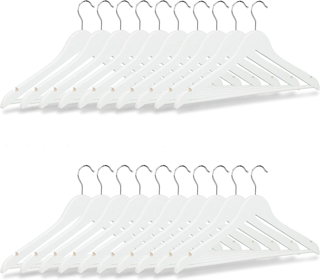 Relaxdays Kleiderbügel Set Holz, 20er Pack Garderobenbügel, Hemden & Hosen, 360° drehbar, Bügel HxB