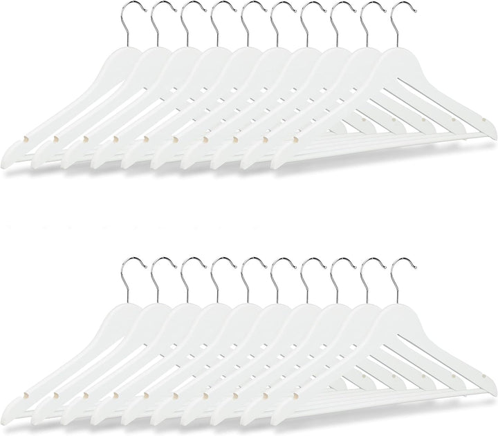Relaxdays Kleiderbügel Set Holz, 20er Pack Garderobenbügel, Hemden & Hosen, 360° drehbar, Bügel HxB