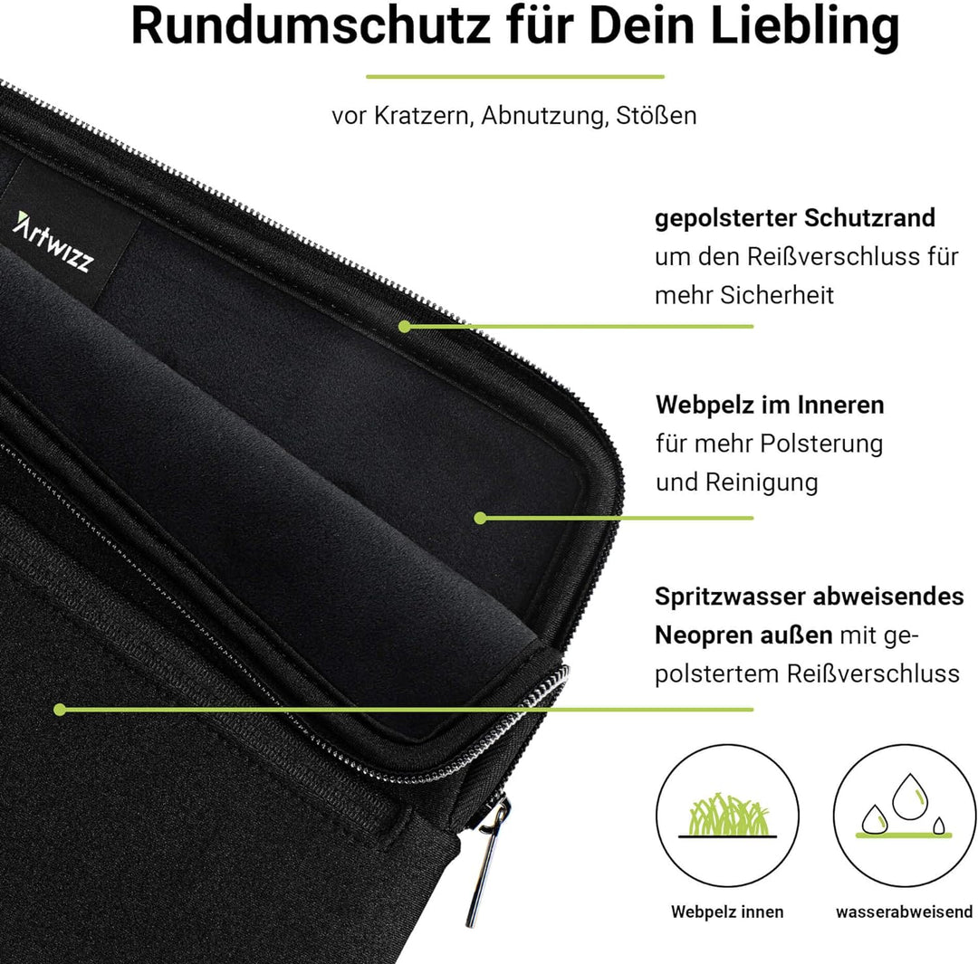 Artwizz Neoprene Sleeve PRO kompatibel mit MacBook Pro 14 (M3/M2/M1) - Schutzhülle mit Zubehör-Fach,