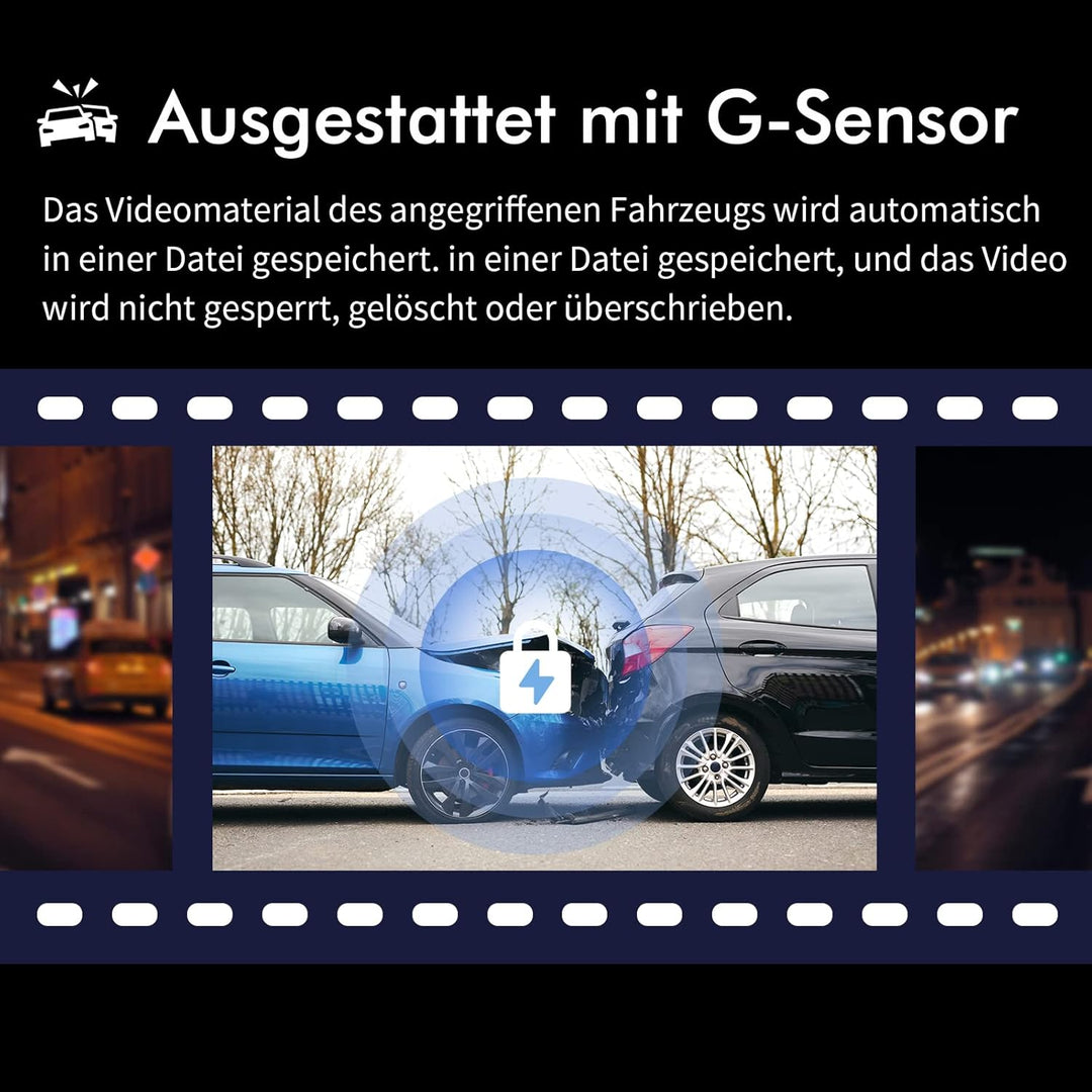 Dashcam Auto, KAWA D6 Dashcam 2K 1440P Voll QHD 30 fps - 360° drehbares Gehäuse Eingebautes WLAN für
