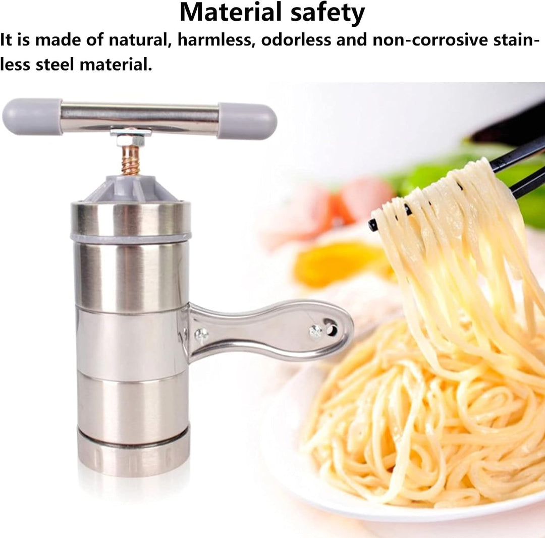 Goshyda Haushalt Nudelpresse Maschine, Edelstahl Manueller Pasta Maker Roller Cutter mit 5 Nudelform
